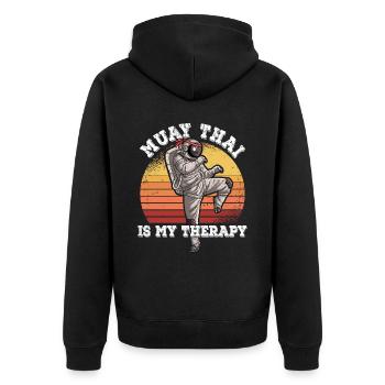 Le Muay Thai est ma thérapie - Veste à capuche bio Premium Unisexe - noir - Dos - Nico (187cm)