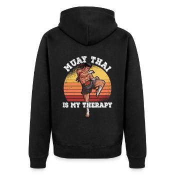 Le Muay Thai est ma thérapie - Veste à capuche bio Premium Unisexe - noir - Dos - Nico (187cm)