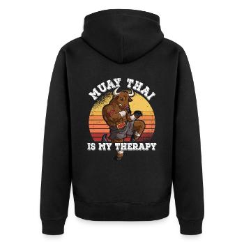 Le Muay Thai est ma thérapie - Veste à capuche bio Premium Unisexe - noir - Dos - Nico (187cm)
