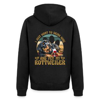 Je veux juste boire du vin et caresser mon Rottweiler - Veste à capuche bio Premium Unisexe - noir - Dos - Nico (187cm)