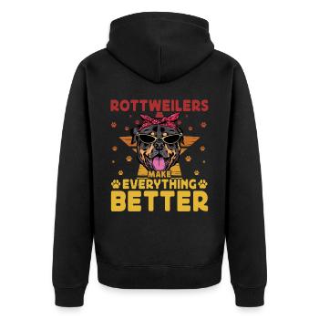 Rottweilers make everything better - Unisex Premium Organic Zip Hoodie - black - Back - Nico (187cm)
