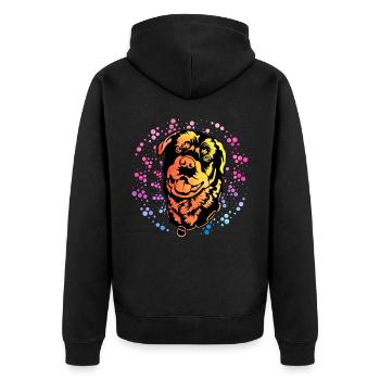 Rottweiler Retro - Unisex Premium Organic Zip Hoodie - black - Back - Nico (187cm)
