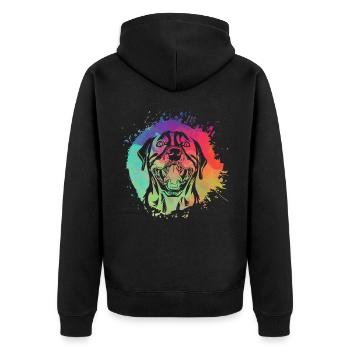 Rottweiler Retro - Unisex Premium Organic Zip Hoodie - black - Back - Nico (187cm)
