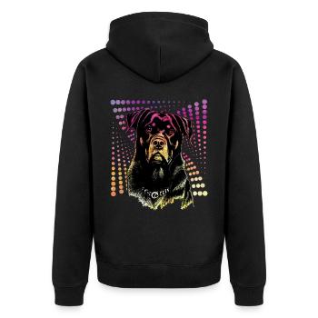 Rottweiler - Unisex Premium Bio Zip Hoodie - Schwarz - Hinten - Nico (187cm)