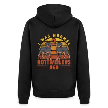 I was normal 2 Rottweilers ago - Unisex Premium Bio Zip Hoodie - Schwarz - Hinten - Nico (187cm)