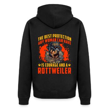 The best protection any woman can have Rottweiler - Unisex Premium Organic Zip Hoodie - black - Back - Nico (187cm)