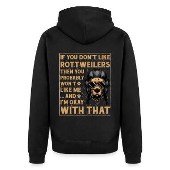 Rottweiler drôle de dicton - Veste à capuche bio Premium Unisexe - noir - Dos - Nico (187cm)