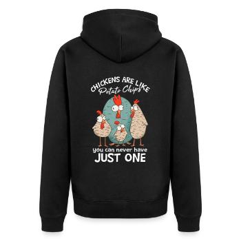 Les poulets sont comme des croustilles - Veste à capuche bio Premium Unisexe - noir - Dos - Nico (187cm)