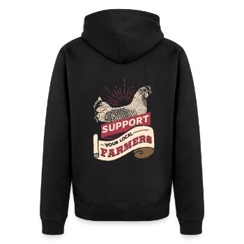 Soutenez vos agriculteurs locaux | Poulet - Veste à capuche bio Premium Unisexe - noir - Dos - Nico (187cm)