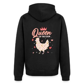 Queen Of The Coop - Unisex Premium Organic Zip Hoodie - black - Back - Nico (187cm)