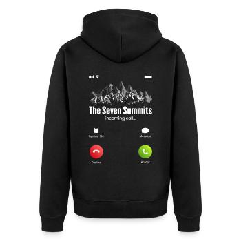 The Seven Summits Incoming Call - Unisex Premium Organic Zip Hoodie - black - Back - Nico (187cm)