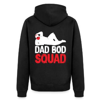 Dad Bod Squad - Unisex Premium Bio Zip Hoodie - Schwarz - Hinten - Nico (187cm)