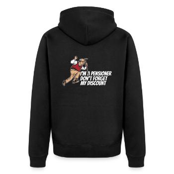 Pension de retraité drôle N’oubliez pas ma réduction - Veste à capuche bio Premium Unisexe - noir - Dos - Nico (187cm)