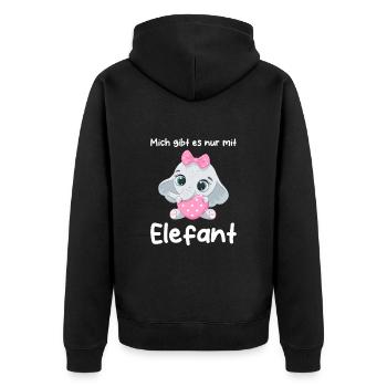 Mich gibt es nur mit Elefant - Unisex Premium Bio Zip Hoodie - Schwarz - Hinten - Nico (187cm)