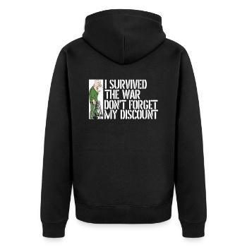 Rentner Rente Lustig Dont Forget My Discount - Unisex Premium Bio Zip Hoodie - Schwarz - Hinten - Nico (187cm)