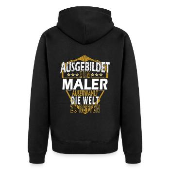Maler Lustiger Spruch Geschenkidee - Unisex Premium Bio Zip Hoodie - Schwarz - Hinten - Nico (187cm)