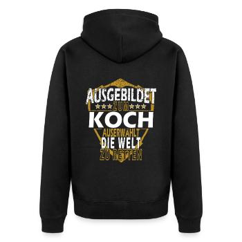 Koch Spruch - Unisex Premium Bio Zip Hoodie - Schwarz - Hinten - Nico (187cm)