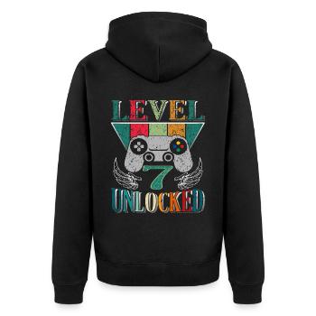 7th Birthday Level 7 Gamer Gaming Gaming - Unisex Premium Organic Zip Hoodie - black - Back - Nico (187cm)