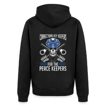 Correction Officers, Corrections, Key Keepers, Police - Unisex Premium Organic Zip Hoodie - black - Back - Nico (187cm)