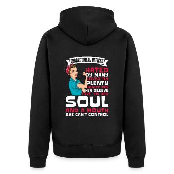 Correctional Officer Hated By Many Prison Guard - Unisex Premium Organic Zip Hoodie - black - Back - Nico (187cm)