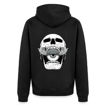 Weirdcore Aesthetic Skull Eyeball - Unisex Premium Organic Zip Hoodie - black - Back - Nico (187cm)