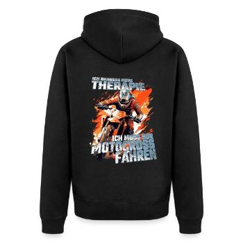 Ich brauche keine Therapie - Dirtbike Motocross - Unisex Premium Bio Zip Hoodie - Schwarz - Hinten - Nico (187cm)