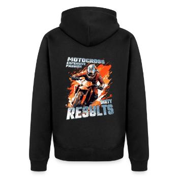 Expansive Passion - Cooler Dirtbike Motocross - Unisex Premium Bio Zip Hoodie - Schwarz - Hinten - Nico (187cm)