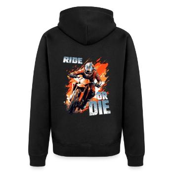 Ride Or Die - Cooler Dirtbike Motocross Spruch - Unisex Premium Bio Zip Hoodie - Schwarz - Hinten - Nico (187cm)