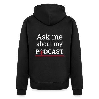 Posez-moi des questions sur mon podcast Podcasting - Veste à capuche bio Premium Unisexe - noir - Dos - Nico (187cm)