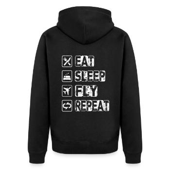 Eat Sleep Fly Repeat - Unisex Premium Organic Zip Hoodie - black - Back - Nico (187cm)
