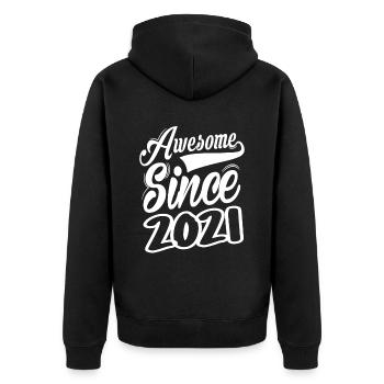 Awesome Since 2021 - Unisex Premium Organic Zip Hoodie - black - Back - Nico (187cm)