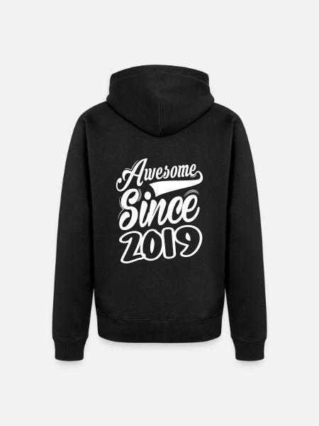 Awesome Since 2019 - Unisex Premium Bio Zip Hoodie - Schwarz