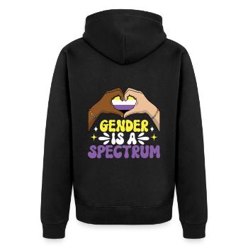Non Binary Pride Genderqueer - Unisex Premium Organic Zip Hoodie - black - Back - Nico (187cm)