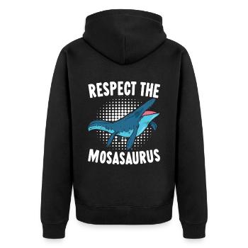 Mosasaurus Dinosaurier - Unisex Premium Bio Zip Hoodie - Schwarz - Hinten - Nico (187cm)