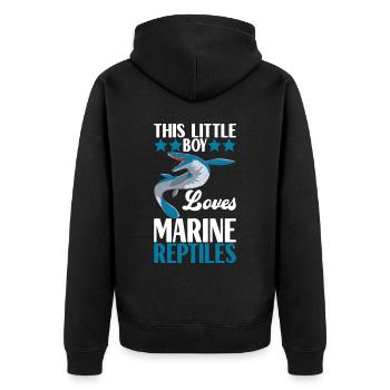 Mosasaurus Dinosaurier - Unisex Premium Bio Zip Hoodie - Schwarz - Hinten - Nico (187cm)