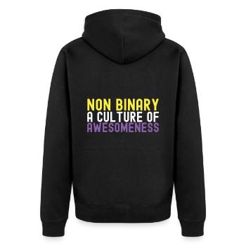 Non Binary Pride Genderqueer - Unisex Premium Organic Zip Hoodie - black - Back - Nico (187cm)