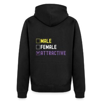Non Binary Pride Genderqueer - Unisex Premium Organic Zip Hoodie - black - Back - Nico (187cm)
