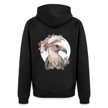 Mignon Vautour Oiseau Fleur Couronne Floral Oiseaux Exotiques - Veste à capuche bio Premium Unisexe - noir - Dos - Nico (187cm)