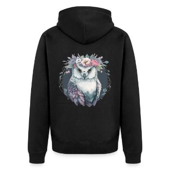 Fang des neiges mignon Fleur Fleur Couronne Oiseaux floraux - Veste à capuche bio Premium Unisexe - noir - Dos - Nico (187cm)