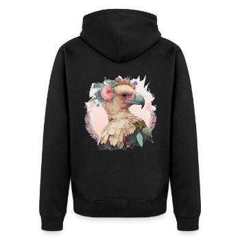 Mignon Vautour Oiseau Fleur Couronne Floral Oiseaux Sauvages - Veste à capuche bio Premium Unisexe - noir - Dos - Nico (187cm)