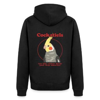 Nymphensittiche Vogel Vogelbesitzer Geschenk - Unisex Premium Bio Zip Hoodie - Schwarz - Hinten - Nico (187cm)