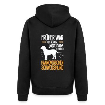 Heute habe ich einen Hannoverscher Schweißhund - Unisex Premium Bio Zip Hoodie - Schwarz - Hinten - Nico (187cm)