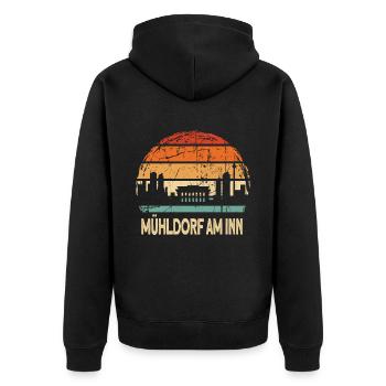 Mühldorf am Inn - Unisex Premium Bio Zip Hoodie - Schwarz - Hinten - Nico (187cm)