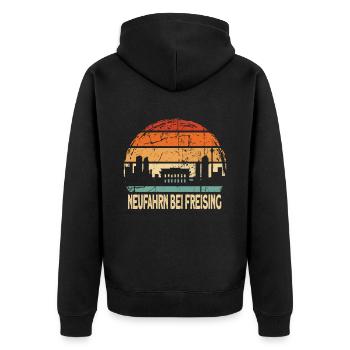 Neufahrn bei Freising - Unisex Premium Bio Zip Hoodie - Schwarz - Hinten - Nico (187cm)