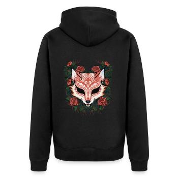 Kitsune Fox Ghost Mask Esthétique Shinobi Demon - Veste à capuche bio Premium Unisexe - noir - Dos - Nico (187cm)