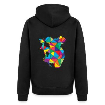 Low Poly Koala Geometrie Polygon Koala - Unisex Premium Bio Zip Hoodie - Schwarz - Hinten - Nico (187cm)