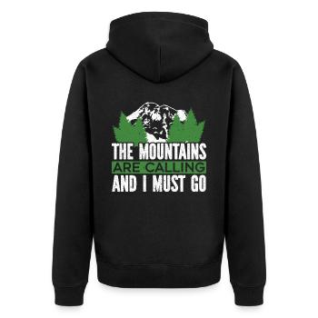 Wandern Berge Klettern Wandertrek Ich liebe Wandern - Unisex Premium Bio Zip Hoodie - Schwarz - Hinten - Nico (187cm)