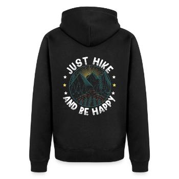 Wandern Berge Klettern Wandertrek Ich liebe Wandern - Unisex Premium Bio Zip Hoodie - Schwarz - Hinten - Nico (187cm)
