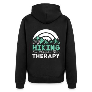 Wandern Berge Klettern Wandertrek Ich liebe Wandern - Unisex Premium Bio Zip Hoodie - Schwarz - Hinten - Nico (187cm)