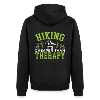 Wandern Berge Klettern Wandertrek Ich liebe Wandern - Unisex Premium Bio Zip Hoodie - Schwarz - Hinten - Nico (187cm)